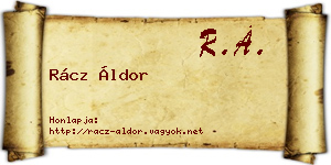 Rácz Áldor névjegykártya